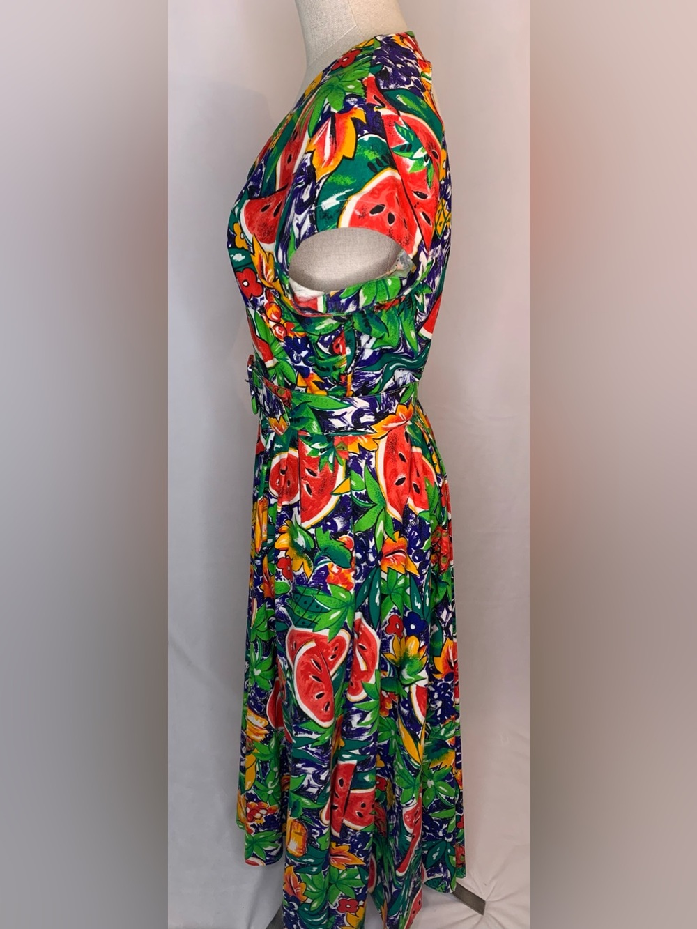 Vintage Carol Anderson Cali. Dress Women’s 11/12 L Fruit Maxi Button USA 80 90s - Picture 4 of 15